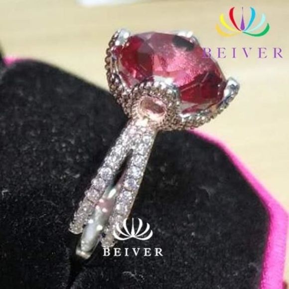 Rose Solitaire White Gold Filled CZ Luxury Ring - Picture 5 of 6